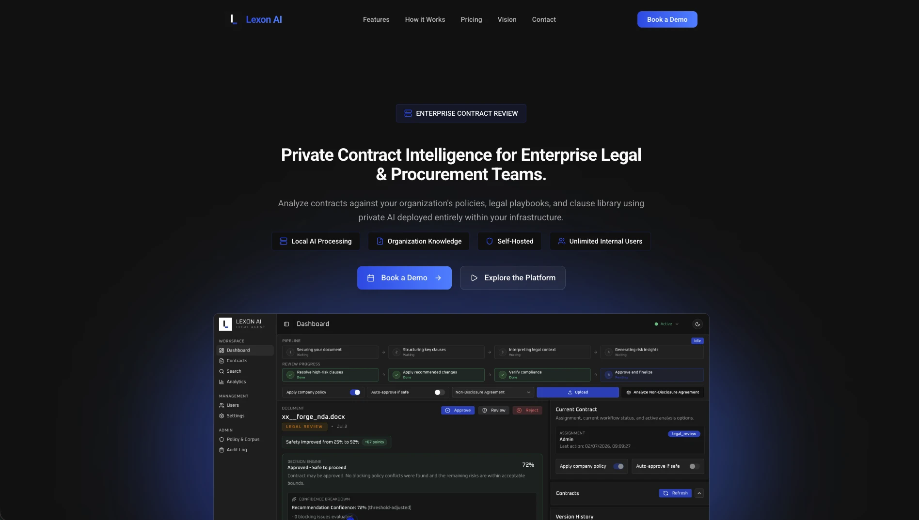 Lexon private contract intelligence platform