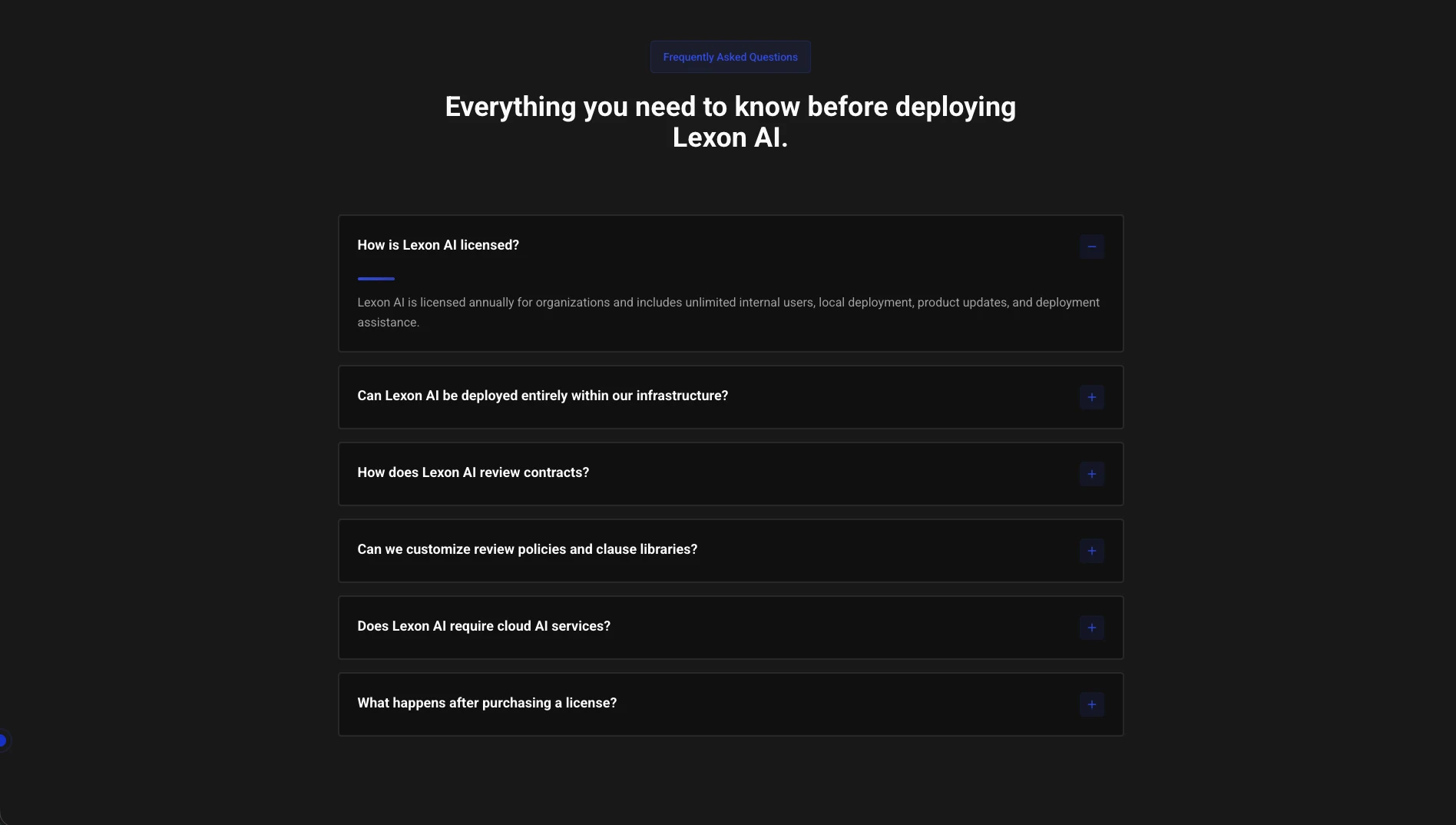 Lexon contact and call to action