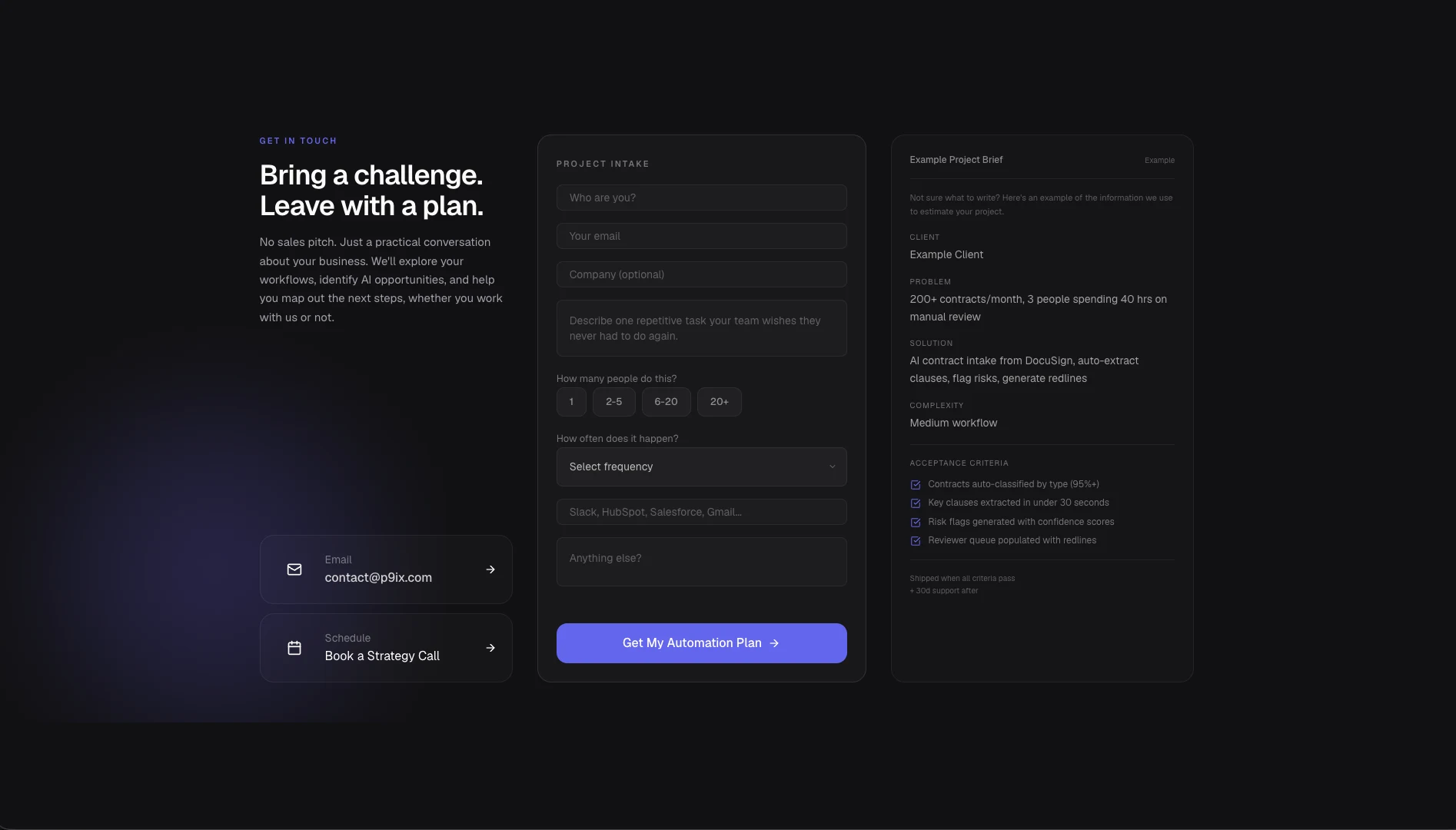 P9IX Contact and Call to Action